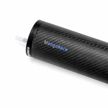Close-up of MangoRace matte carbon fiber bottle finish