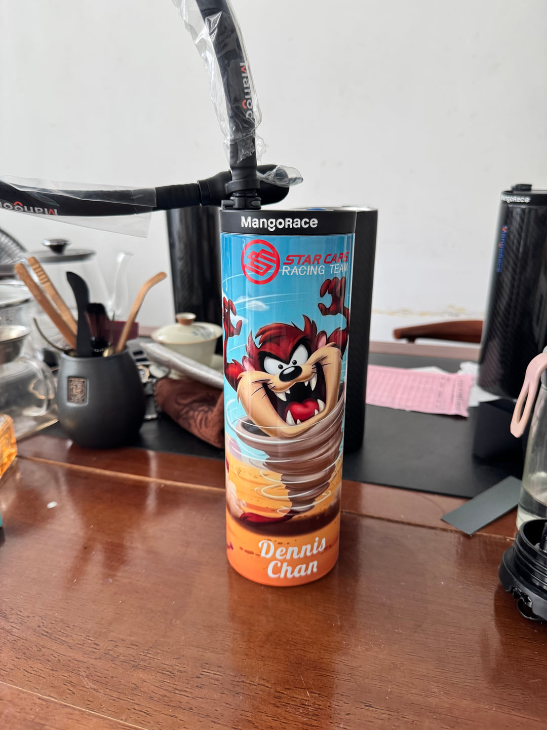 White race theme MangoRace custom bottle